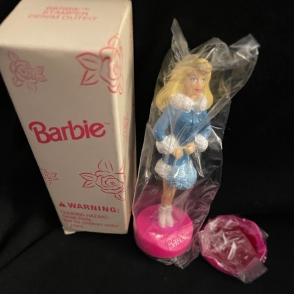 Avon Denim Outfit Barbie Stamper.  Doll Stamper Handle Barbie Face Stamp NWOT